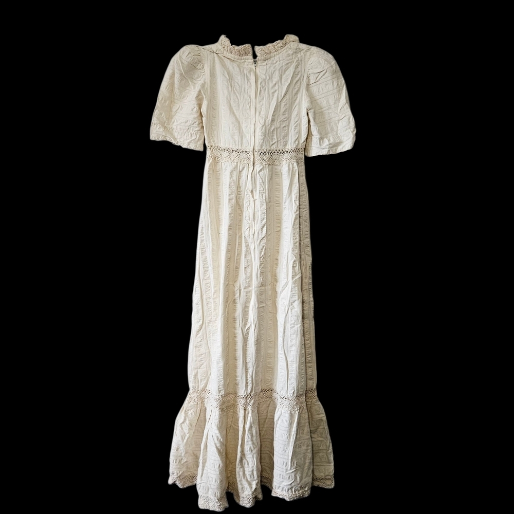 Vintage Algo Victorian Prairiecore Dress Size S Cream Lace Feminine Ivory - Picture 2 of 7